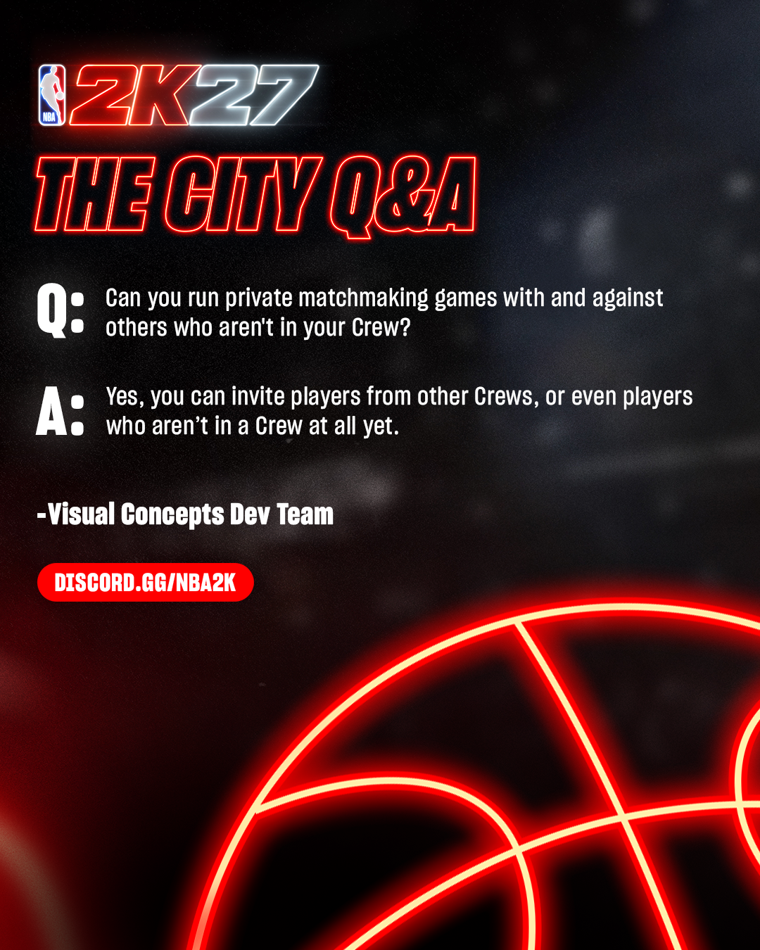 NBA 2K27 The City Q&A: Crew private matchmaking allows inviting players from other Crews or non-Crew players